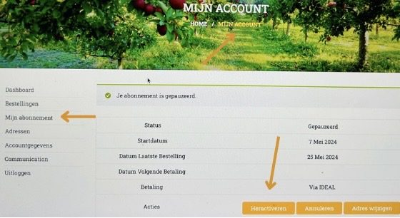 Heractiveren abonnement fruit-bestellen.nl