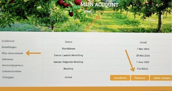 Pauzeren abonnement fruit-bestellen.nl